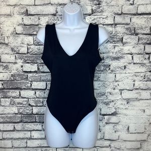 Retrod Black Tank Thong Bodysuit Size L